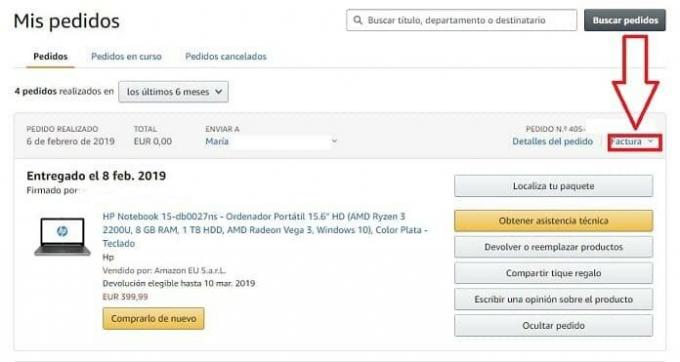 Schritte zum Bestellen von Rechnungen bei Amazon 2